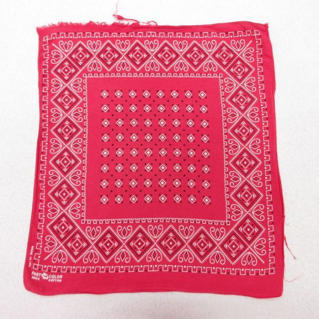 中古 ビンテージ バンダナ 70年代 70s ゾウマーク コットン USA製 赤他 レッド 25feb13