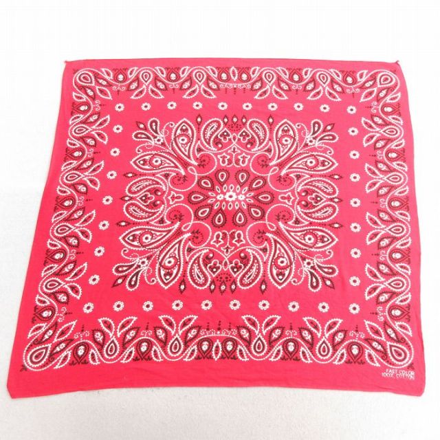 【20%OFF】中古 ビンテージ バンダナ 70年代 70s 花柄 ペイズリー柄 コットン 赤 レッド 25feb13