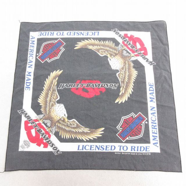 中古 ハーレーダビッドソン Harley Davidson バンダナ 80年代 80s 鳥 USA製 黒 ブラック 25feb13