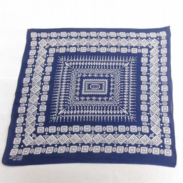 中古 ビンテージ バンダナ 60年代 60s コットン 紺 ネイビー ドット 25may10