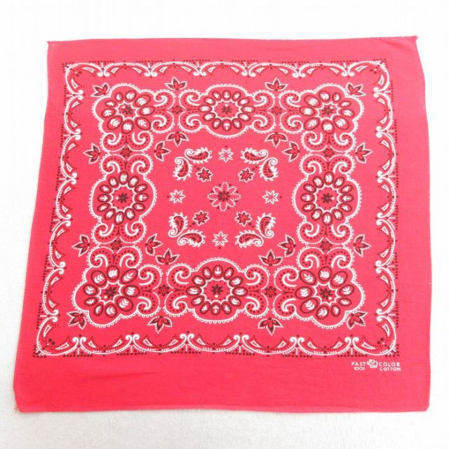 中古 ビンテージ バンダナ 60年代 60s ゾウマーク 花柄 コットン 赤 レッド 25may10