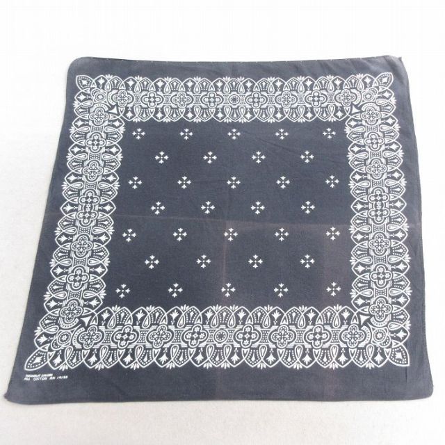 中古 ビンテージ バンダナ 60年代 60s クロス柄 コットン 黒 ブラック 【spe】 25may10