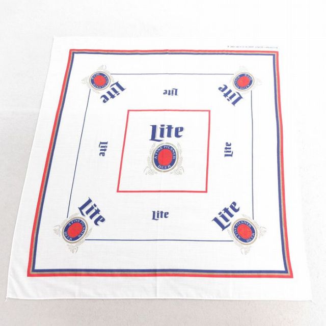 中古 バンダナ 80年代 80s ライトビール USA製 白 ホワイト 25may10