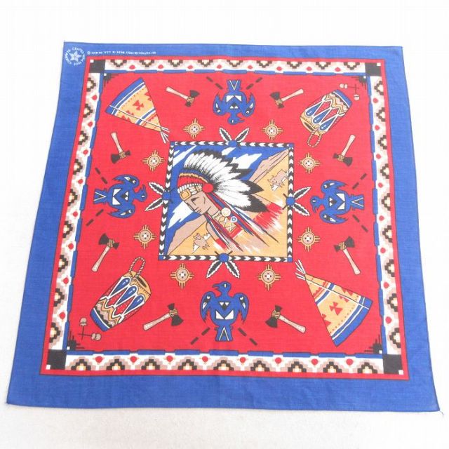 中古 バンダナ 90年代 90s インディアン USA製 エンジ 25may10