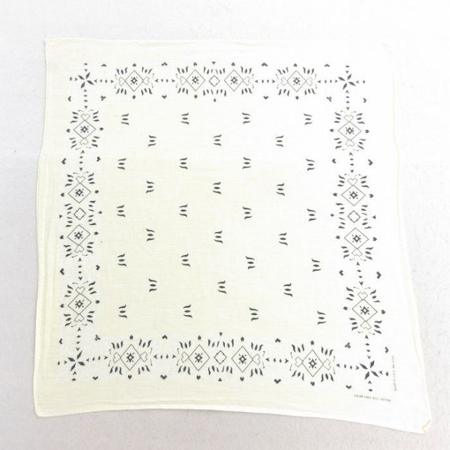 中古 ビンテージ バンダナ 70年代 70s コットン USA製 薄黄 イエロー 25may10