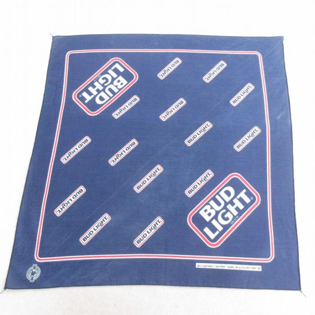 中古 バンダナ 80年代 80s バドライト USA製 紺 ネイビー 25may10