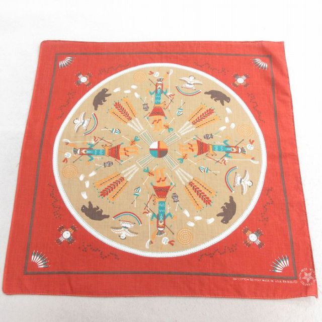 中古 バンダナ 90年代 90s インディアン USA製 エンジ他 25may10