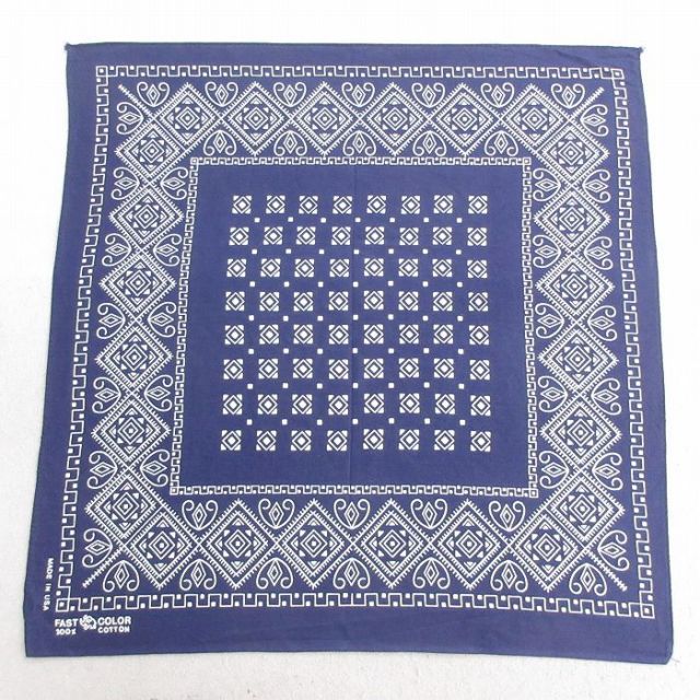 中古 ビンテージ バンダナ 70年代 70s ゾウマーク コットン USA製 紺 ネイビー 25may10