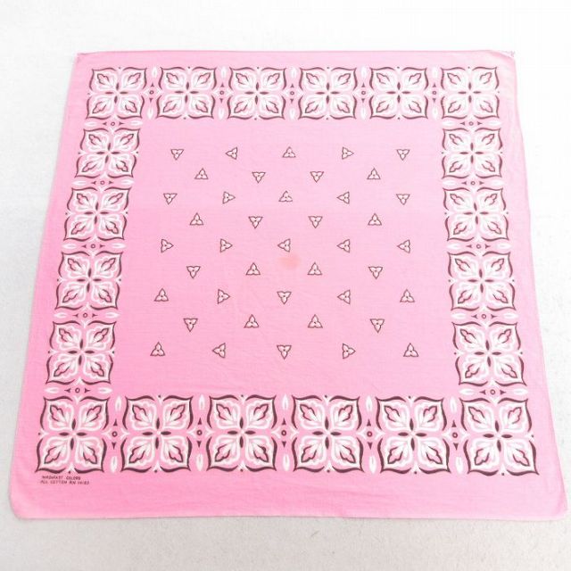 中古 ビンテージ バンダナ 70年代 70s 花柄 コットン ピンク 25may12