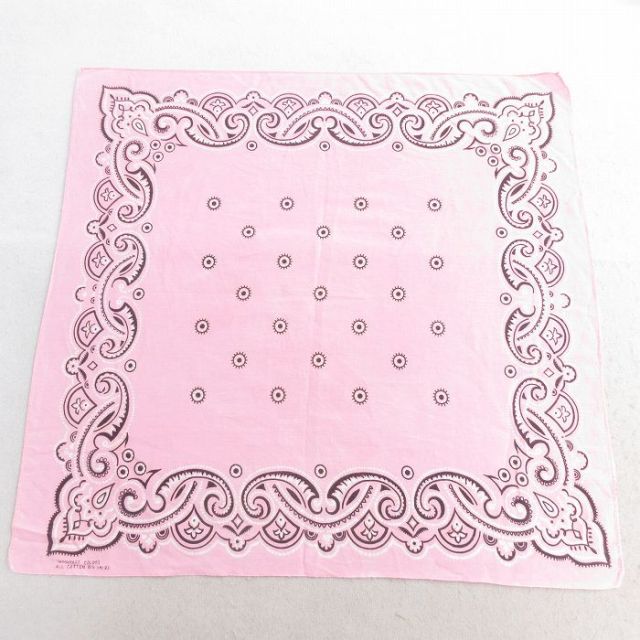 中古 ビンテージ バンダナ 70年代 70s コットン ピンク 25may12