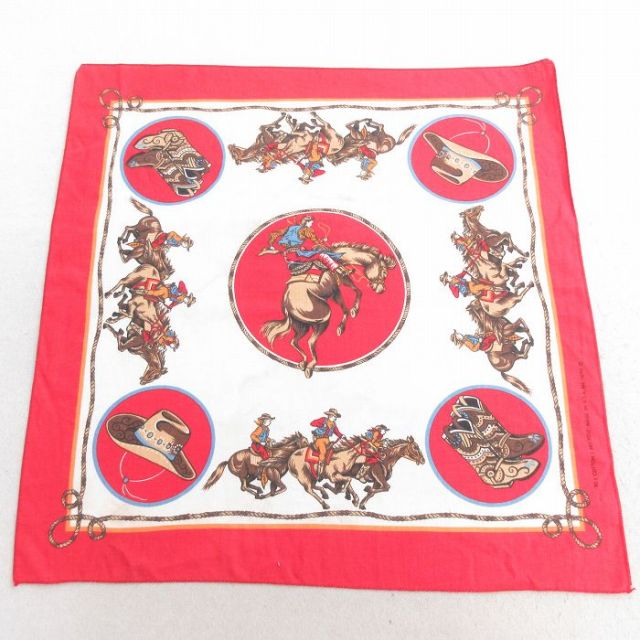 中古 バンダナ 80年代 80s カウボーイ USA製 赤 レッド 25may12