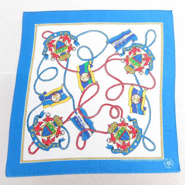 中古 バンダナ 90年代 90s ミリタリー USネイビー 青 ブルー 25jun27