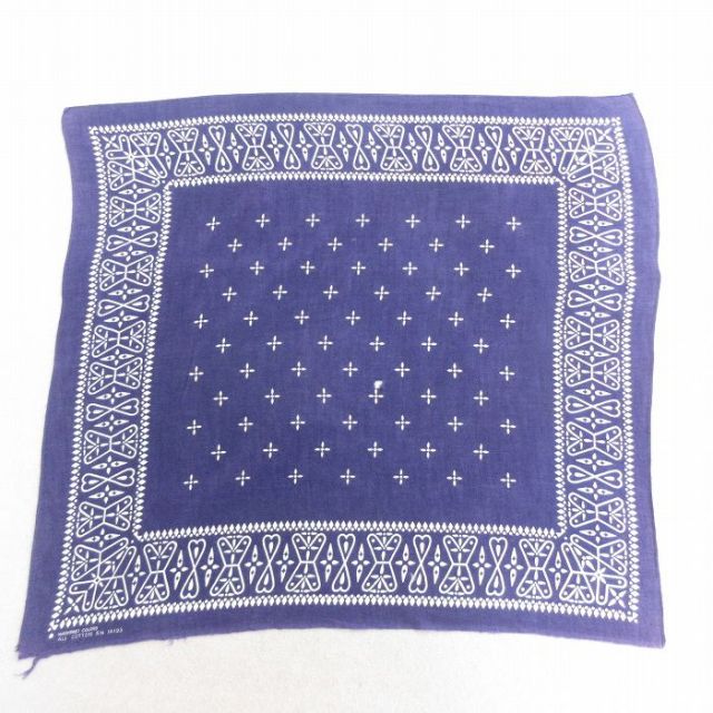 中古 ビンテージ バンダナ 60年代 60s クロス柄 コットン 紺 ネイビー 【spe】 25jun27