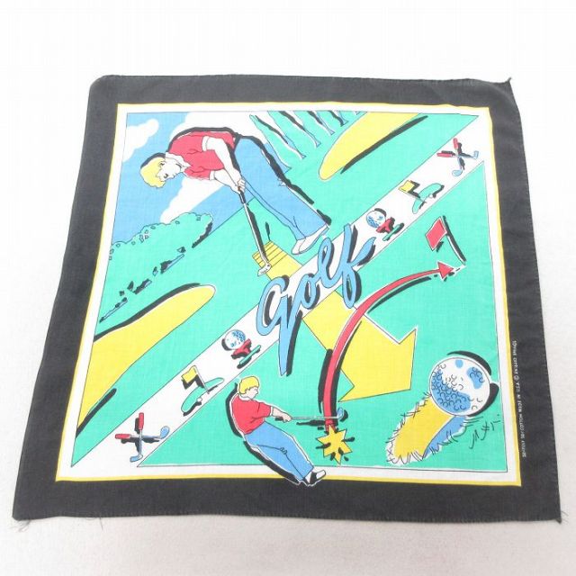 中古 バンダナ 80年代 80s ゴルフ USA製 緑 グリーン 25jun27