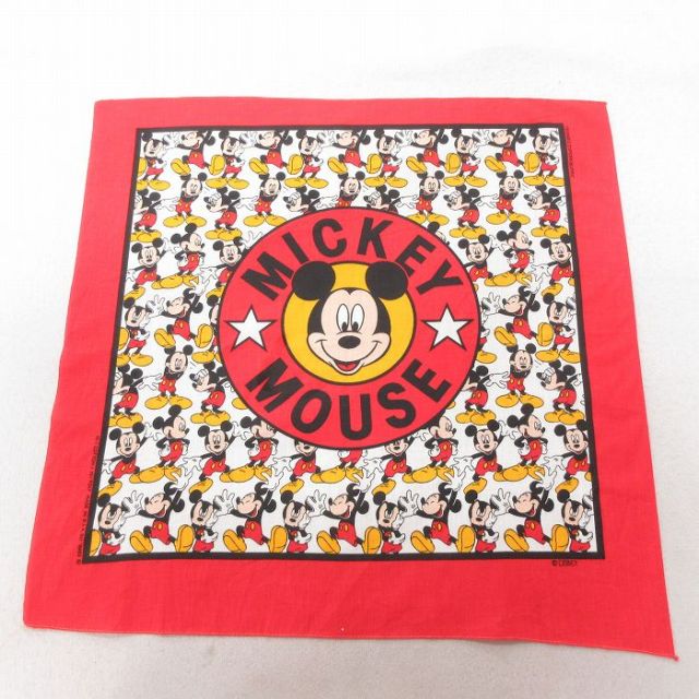 【50%OFF】中古 バンダナ 80年代 80s ディズニー DISNEY ミッキー MICKEY MOUSE USA製 赤 レッド 25jun27