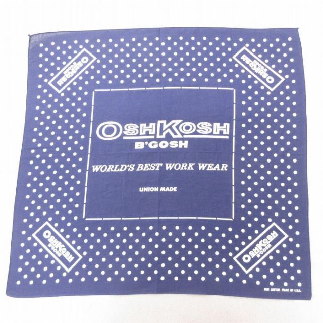 中古 オシュコシュ OSHKOSH バンダナ 80年代 80s コットン USA製 紺 ネイビー ドット 25jun27