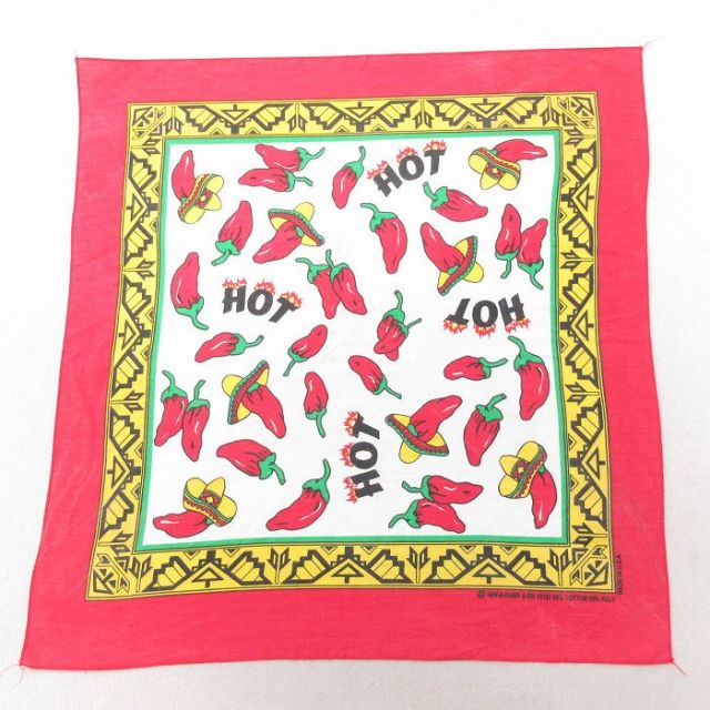 中古 ハバハンク バンダナ 90年代 90s トウガラシ USA製 赤 レッド 25jun27