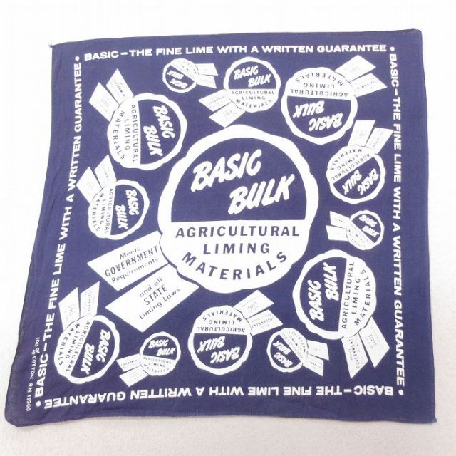 中古 ビンテージ バンダナ 70年代 70s BASIC BULK コットン 紺 ネイビー 25jun27