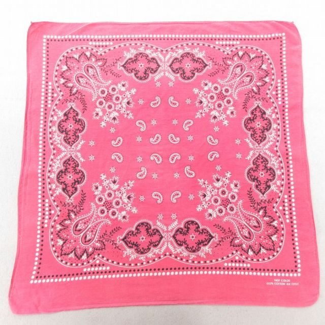 中古 ビンテージ バンダナ 70年代 70s 花柄 ペイズリー柄 コットン ピンク 25jun27