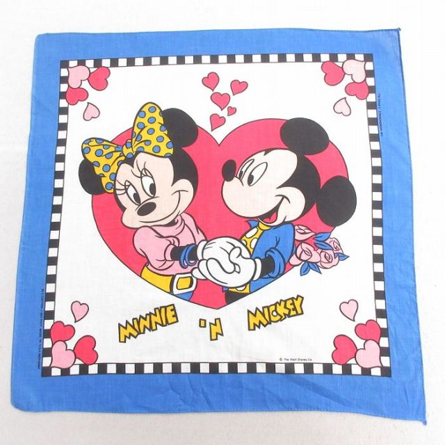 【50%OFF】中古 バンダナ 80年代 80s ディズニー DISNEY ミッキー MICKEY MOUSE ミニー USA製 青 ブルー 25jun27