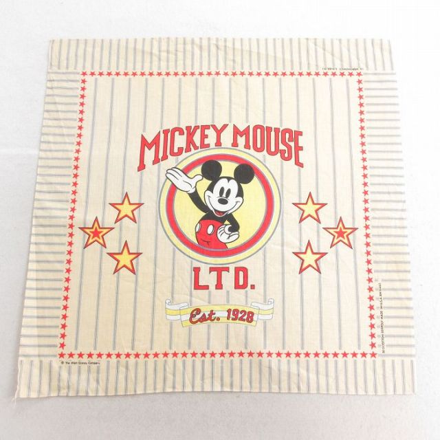 中古 バンダナ 80年代 80s ディズニー DISNEY ミッキー MICKEY MOUSE USA製 ベージュ カーキ 25jun27