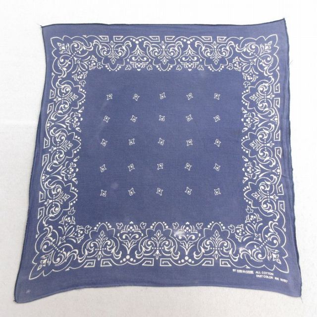 中古 ハバハンク バンダナ 80年代 80s 花柄 コットン 紺 ネイビー 25jun27