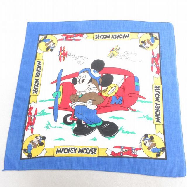 中古 バンダナ 80年代 80s ディズニー DISNEY ミッキー MICKEY MOUSE USA製 青 ブルー 25jun27