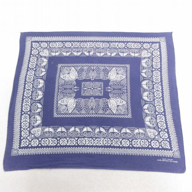 中古 ビンテージ バンダナ 70年代 70s コットン 紺 ネイビー 25jun27
