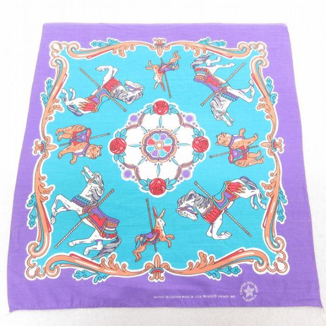 中古 バンダナ 90年代 90s メリーゴーランド USA製 紫 パープル 【spe】 25jul28