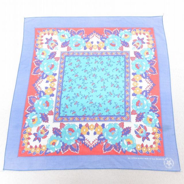 中古 バンダナ 90年代 90s 花柄 USA製 薄紺他 ネイビー 25jul28