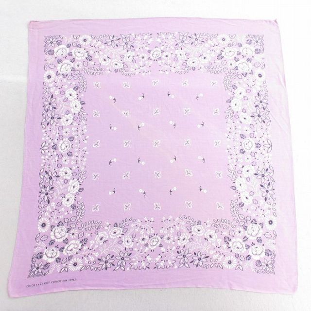 中古 ビンテージ バンダナ 70年代 70s 花 コットン 薄紫 26mar18