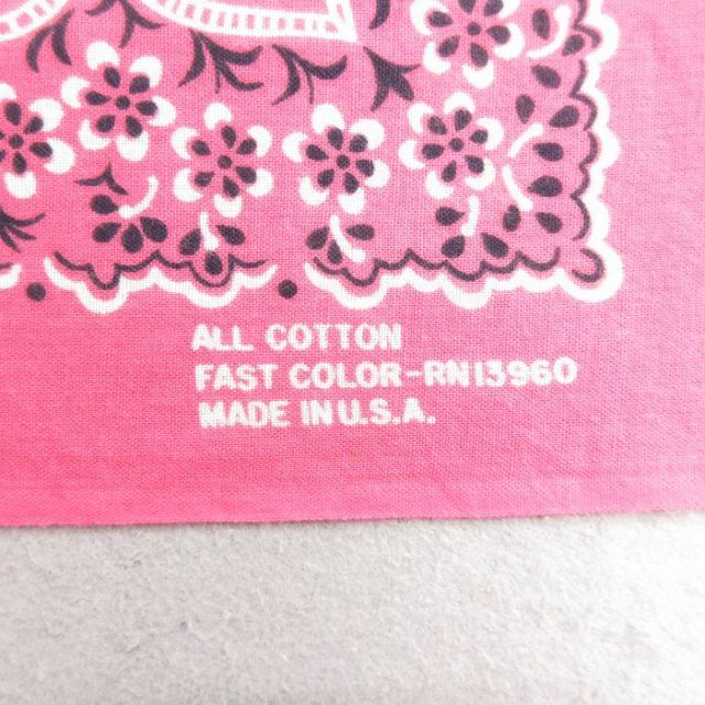 古着通販 中古 ビンテージ バンダナ 70年代 70s 花 コットン USA製 ピンク