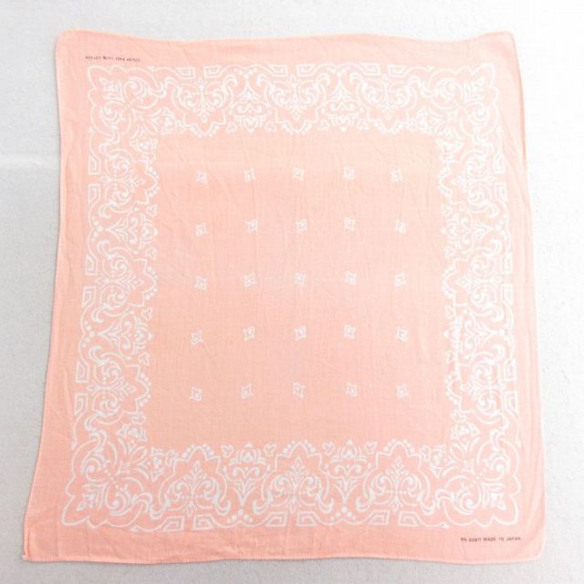 中古 ビンテージ バンダナ 70年代 70s コットン 薄オレンジ 26mar18