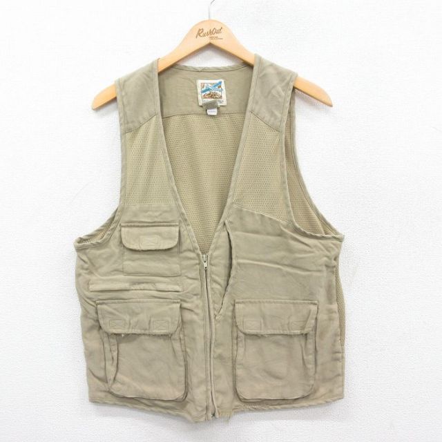 M★古着 ナイロン ベスト メンズ ベージュ カーキ 25jan06 中古 アウター