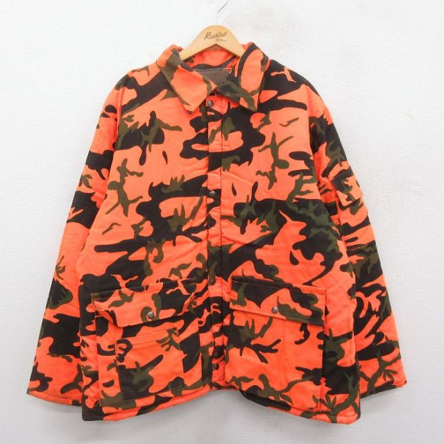 XL★古着 10X 長袖 ハンティング ジャケット メンズ 90年代 90s 大きいサイズ USA製 オレンジ他 25jan06 中古 アウター