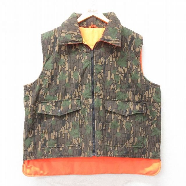 【50%OFF】XL★古着 ハンティング ベスト メンズ 90年代 90s TREBARK リバーシブル 大きいサイズ 茶他 ブラウン 迷彩 25jan31 中古 アウター