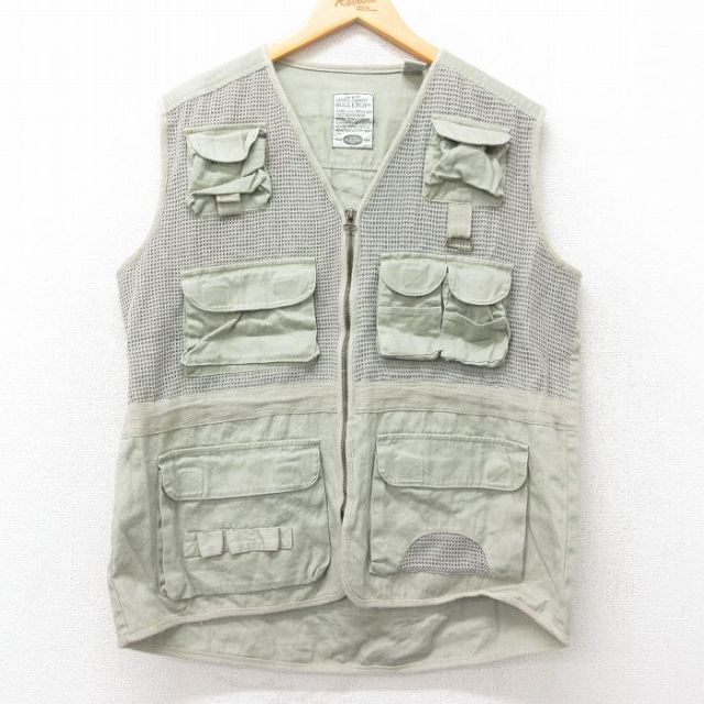 【20%OFF】L★古着 ビューグルボーイ フィッシング ベスト メンズ 00年代 00s ベージュ カーキ 25jan31 中古 アウター