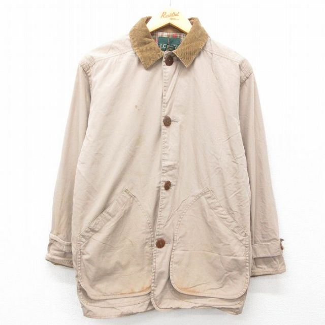【50%OFF】L★古着 ジェイクルー J.CREW 長袖 カバーオール メンズ 90年代 90s コットン 襟コーデュロイ ベージュ カーキ 25feb05 中古 アウター