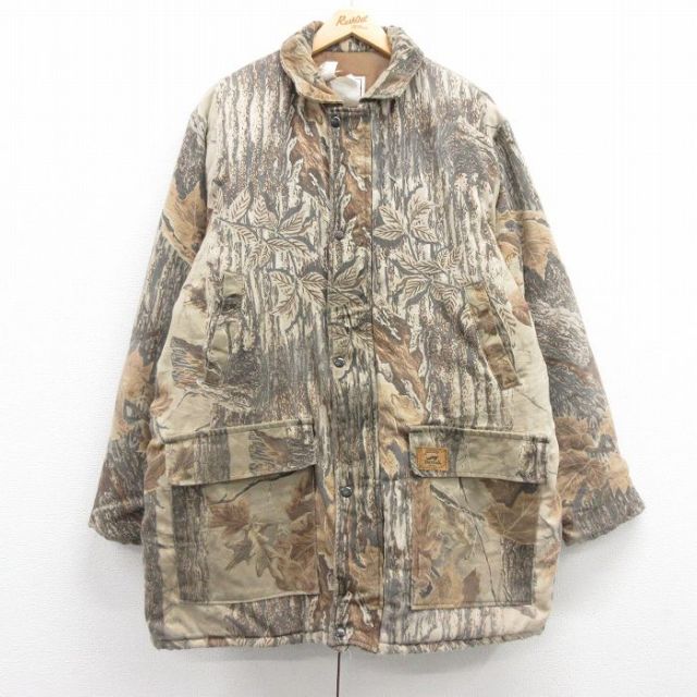 【50%OFF】XL★古着 ダックスバック 長袖 ハンティング ジャケット メンズ 90年代 90s リアルツリー 大きいサイズ ロング丈 USA製 茶 ブラウン 迷彩 内側キルティング 25mar06 中古 アウター