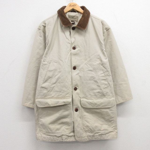 M★古着 エルエルビーン LLBEAN 長袖 カバーオール メンズ 00年代 00s コットン 襟コーデュロイ 薄ベージュ カーキ 25mar06 中古 アウター