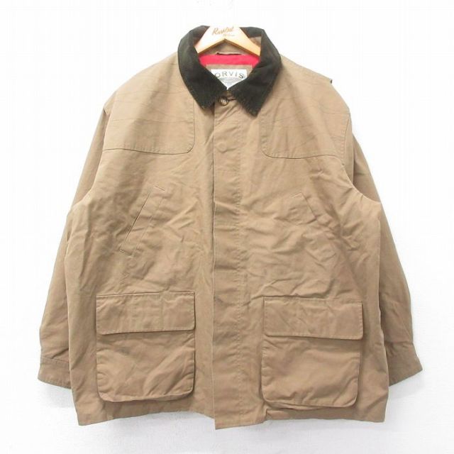 XL★古着 オービス ORVIS 長袖 ハンティング ジャケット メンズ 00年代 00s 襟コーデュロイ 大きいサイズ コットン ベージュ カーキ 【spe】 25mar06 中古 アウター