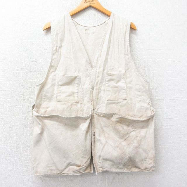 L★古着 ビンテージ ハンティング ベスト メンズ 60年代 60s 生成り 【spe】 25mar06 中古 アウター