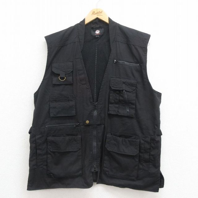 XL★古着 ロスコ ハンティング ベスト メンズ 大きいサイズ 黒 ブラック 25aug12 中古 アウター