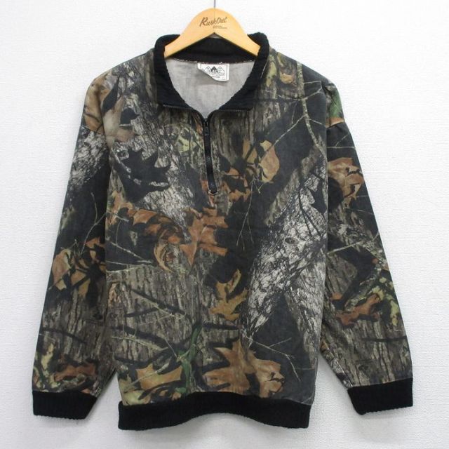XL★古着 ブラックマウンテン 長袖 ハーフジップ ハンティング ジャケット メンズ 90年代 90s モッシーオーク 大きいサイズ USA製 黒他 ブラック 迷彩 25sep24 中古 アウター