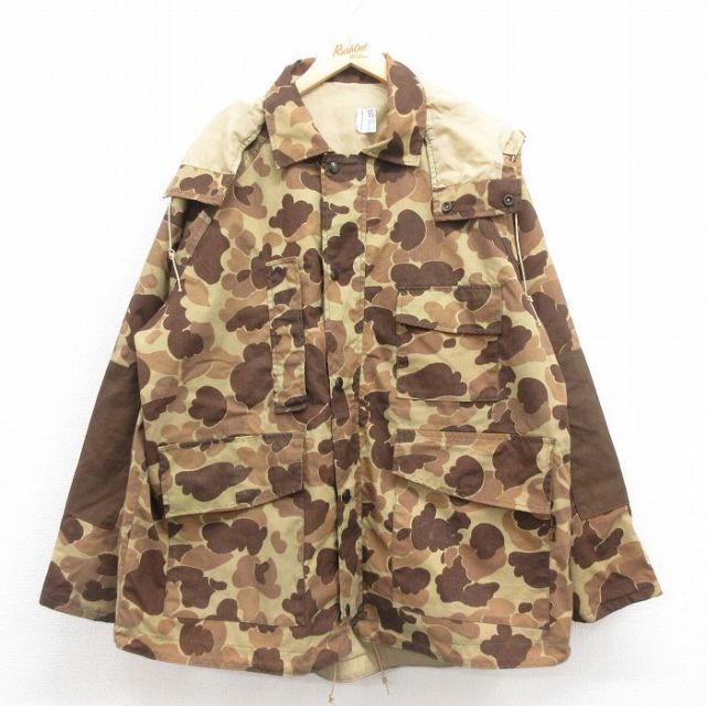 XL★古着 長袖 ハンティング ゴアテックス ジャケット パーカー メンズ ダックハンターカモ ラグラン 茶他 ブラウン 迷彩 【spe】 25sep25 中古 アウター