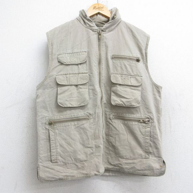 L★古着 バナナリパブリック BANANA REPUBLIC ブランド ハンティング ベスト メンズ 80年代 80s コットン ベージュ カーキ 25oct15 中古 アウター