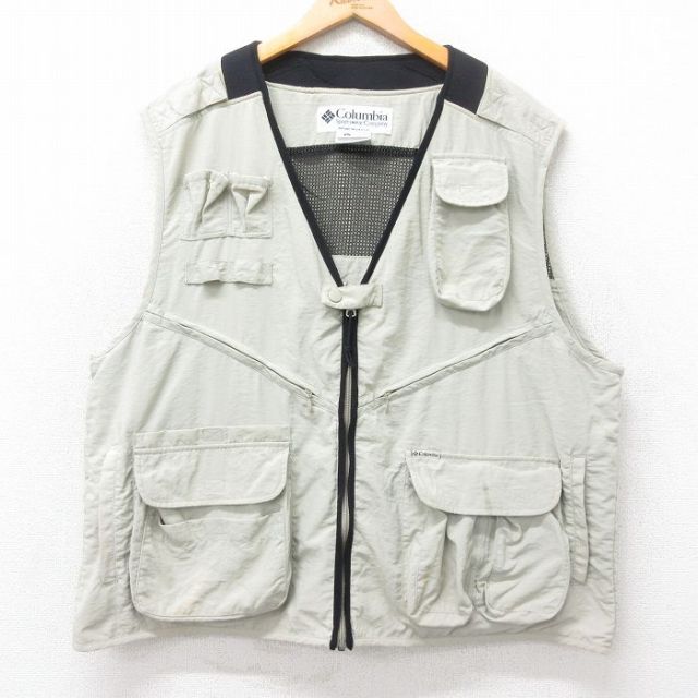 【20%OFF】XL★古着 コロンビア COLUMBIA フィッシング ベスト メンズ 00年代 00s 大きいサイズ ベージュ系他 カーキ 25oct22 中古 アウター