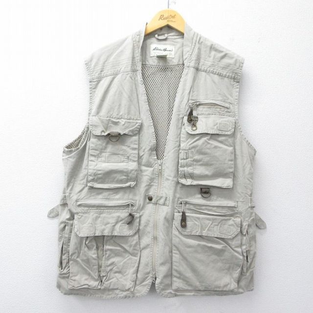 【50%OFF】エディーバウアー 00s フィッシングベスト 内側メッシュ ベージュ XL | 古着