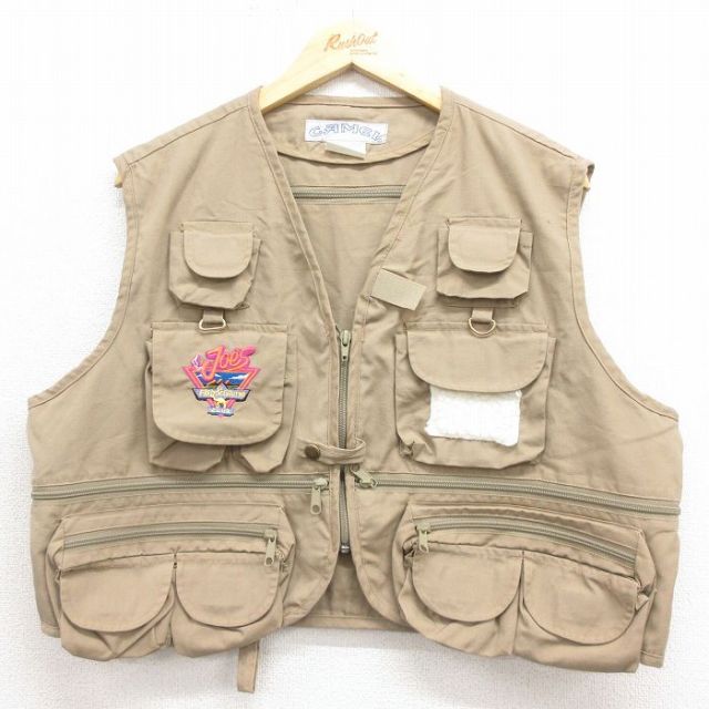 L★古着 ハンティング ベスト メンズ 00年代 00s キャメル ベージュ カーキ 25nov01 中古 アウター