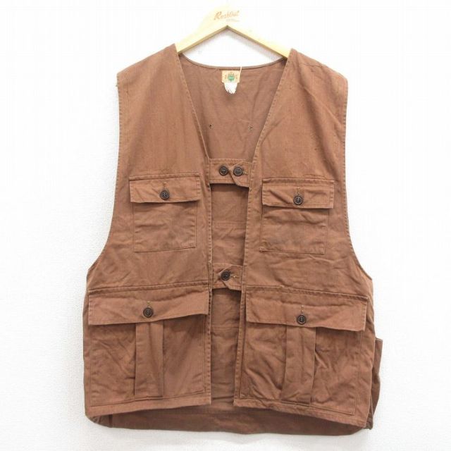 L★古着 Ideal ビンテージ ハンティング ベスト メンズ 70年代 70s 茶 ブラウン 25nov01 中古 アウター